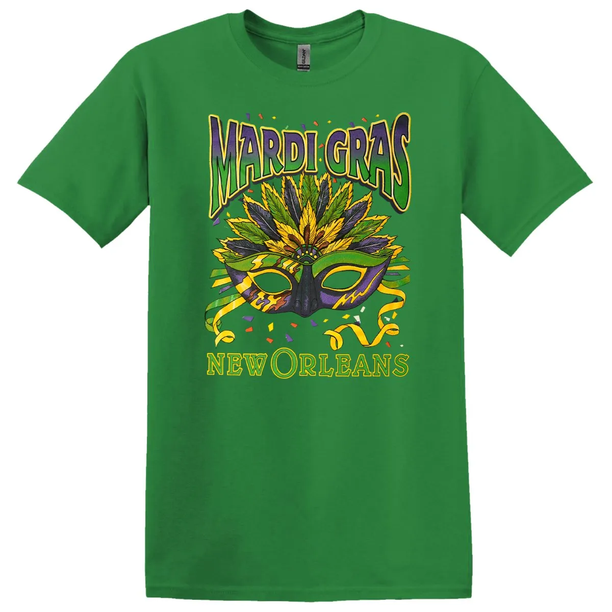 Adult Mardi Gras Mask New Orleans Green Tee-Shirt