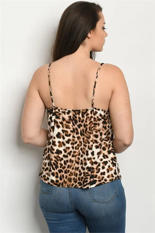 Bold Leopard Print Plus Size Sleeveless Top