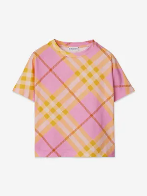 Burberry Girls Lilia Check T-Shirt in Pink