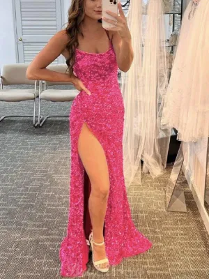 Charming Straps Sequin Sparkly Mermaid Elegant Formal Long Prom Dresses, Evening Dress SH399