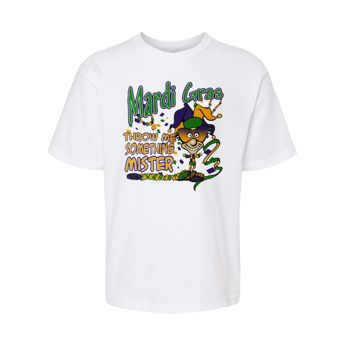 Children's Unisex Mardi Gras Jester White Tee-Shirt