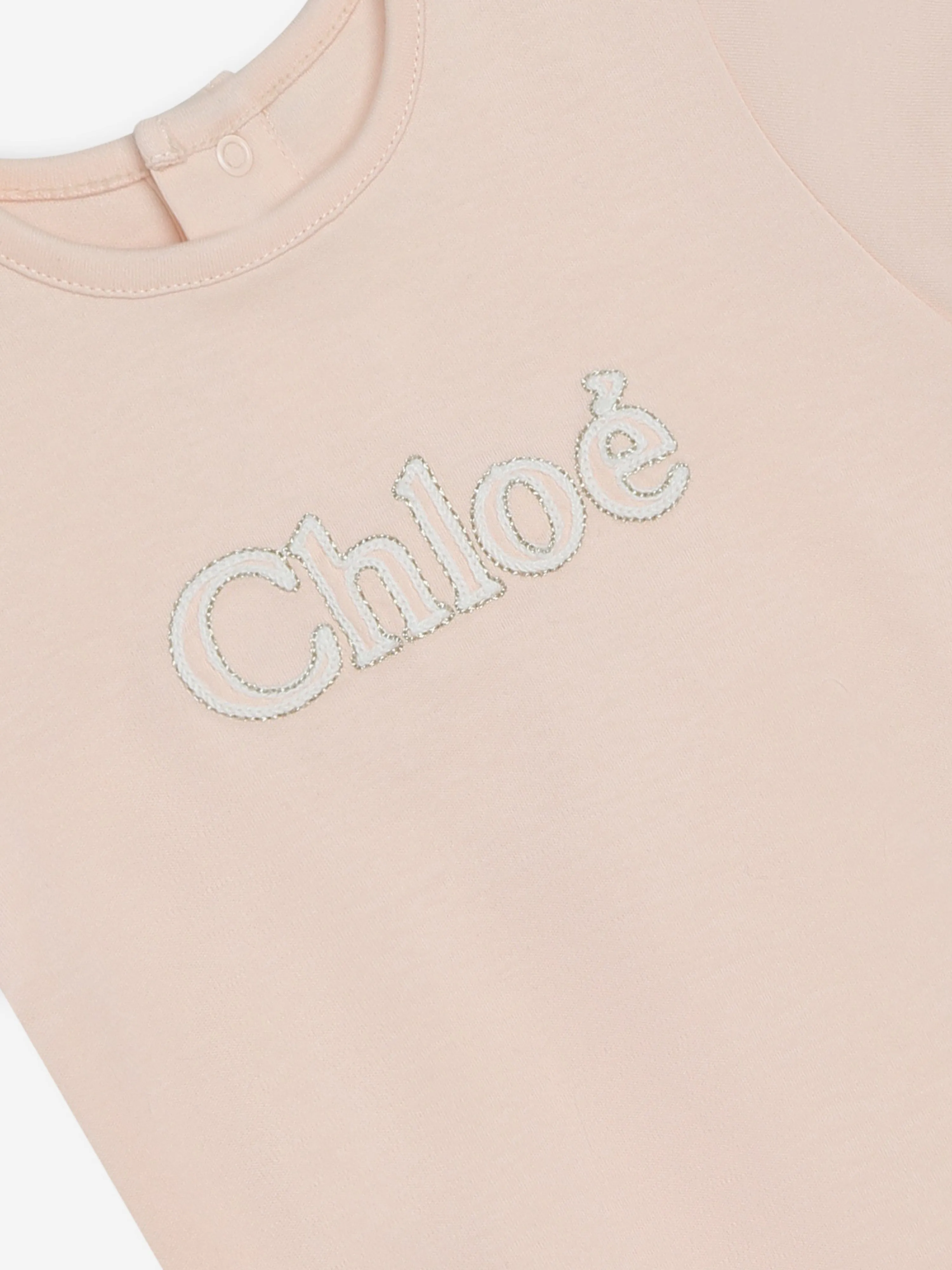 Chloé Baby Girls Embroidered Logo T-Shirt in Pink