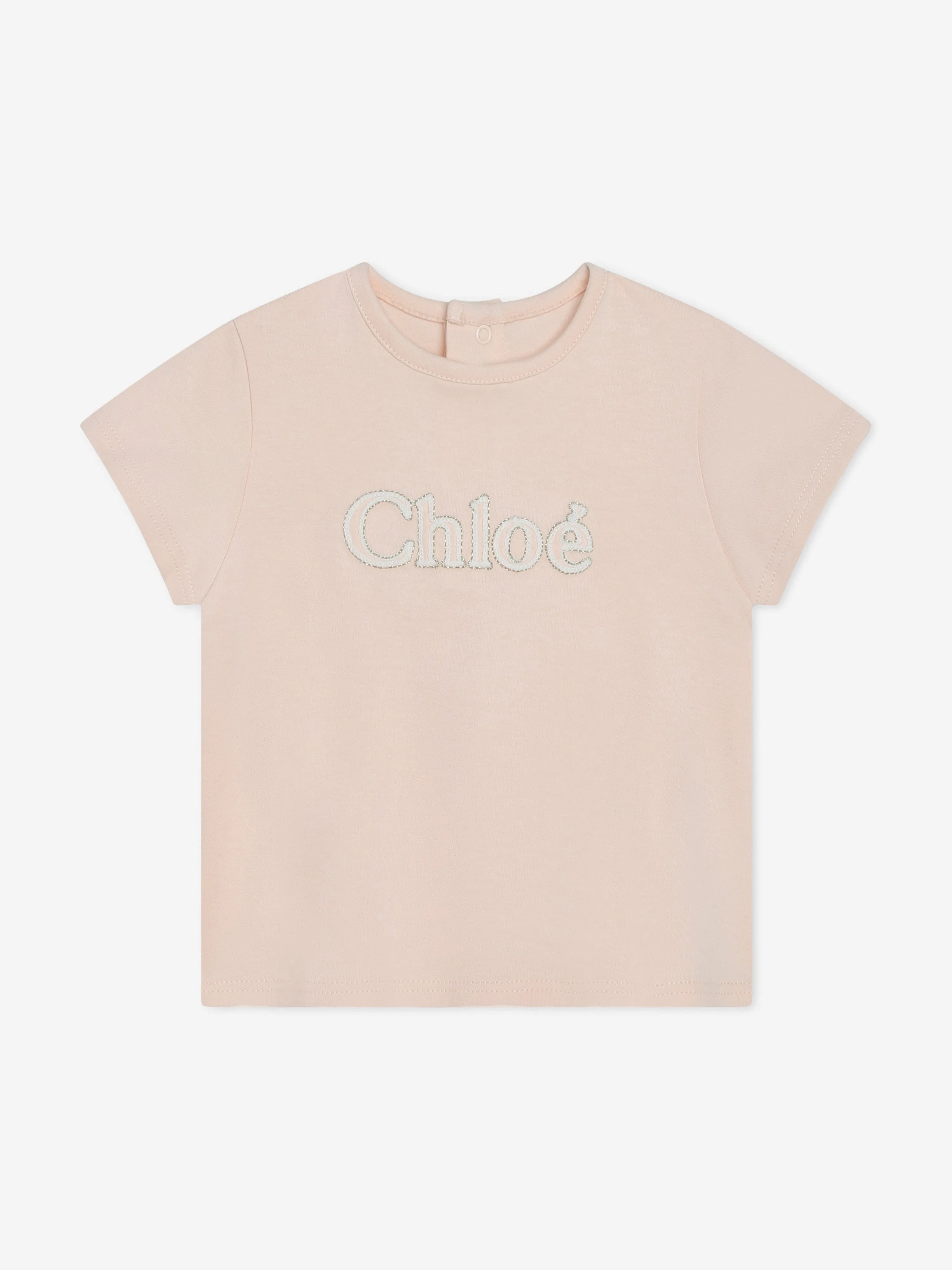 Chloé Baby Girls Embroidered Logo T-Shirt in Pink