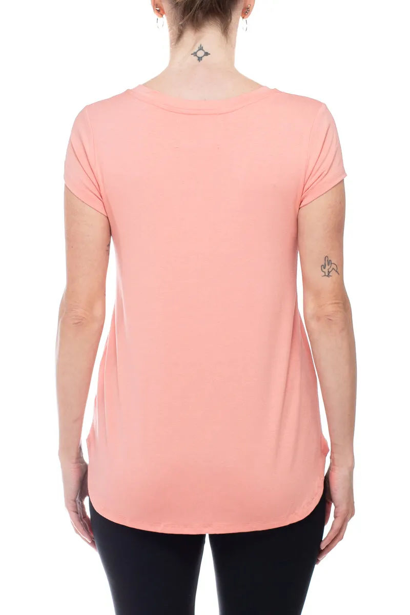 Cupio V-neck short sleeve solid crepe top