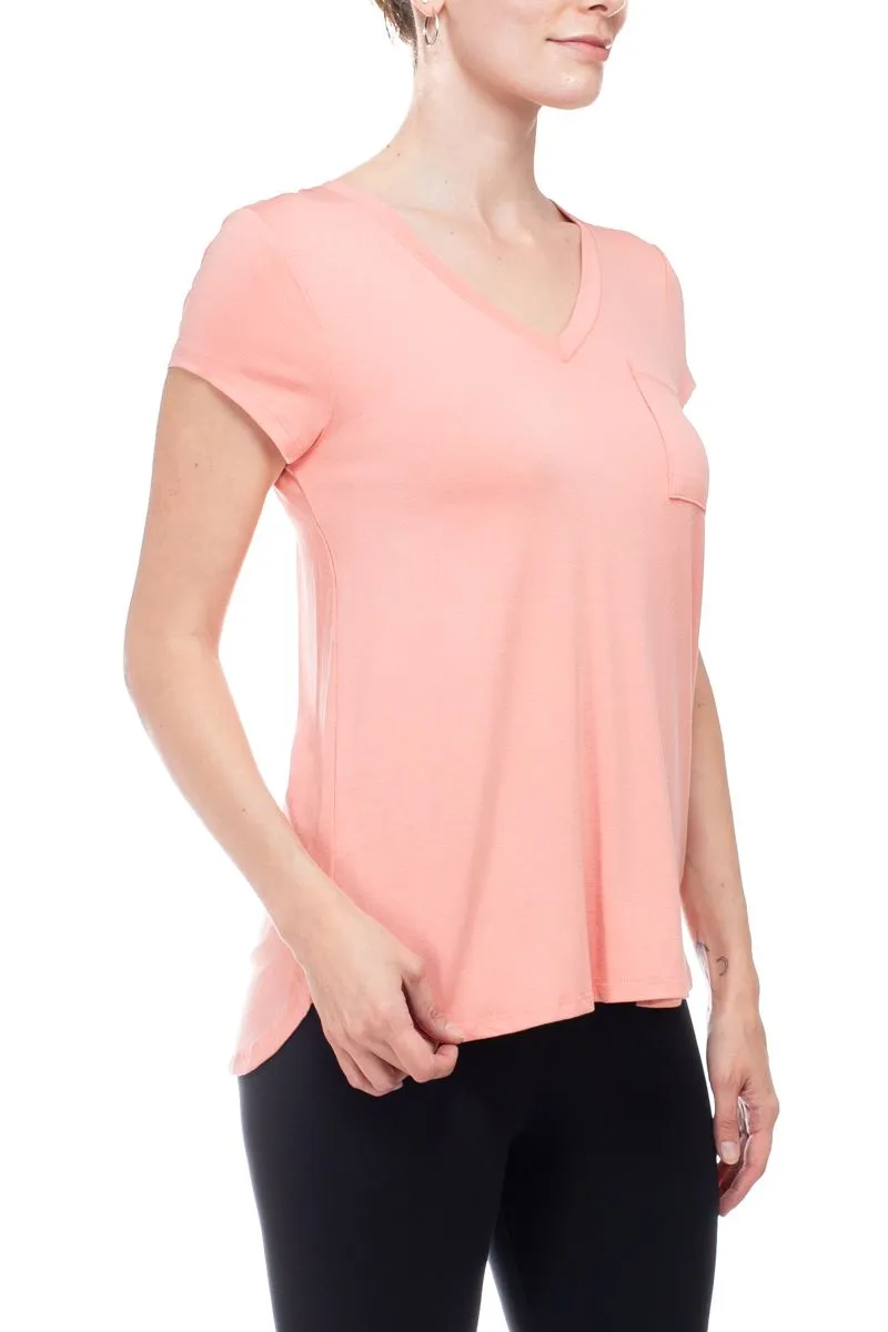 Cupio V-neck short sleeve solid crepe top