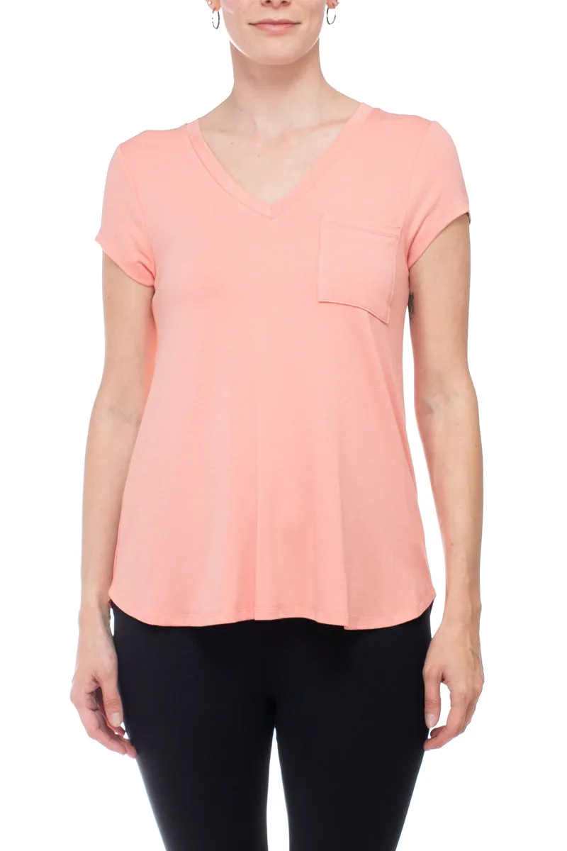 Cupio V-neck short sleeve solid crepe top