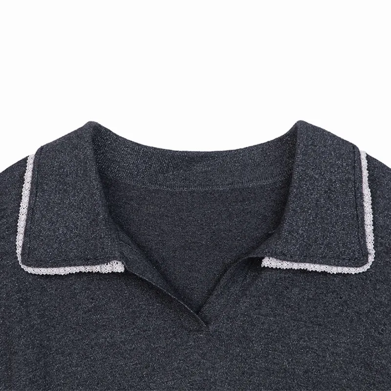 Dark Grey Short Sleeve Wool T-shirt