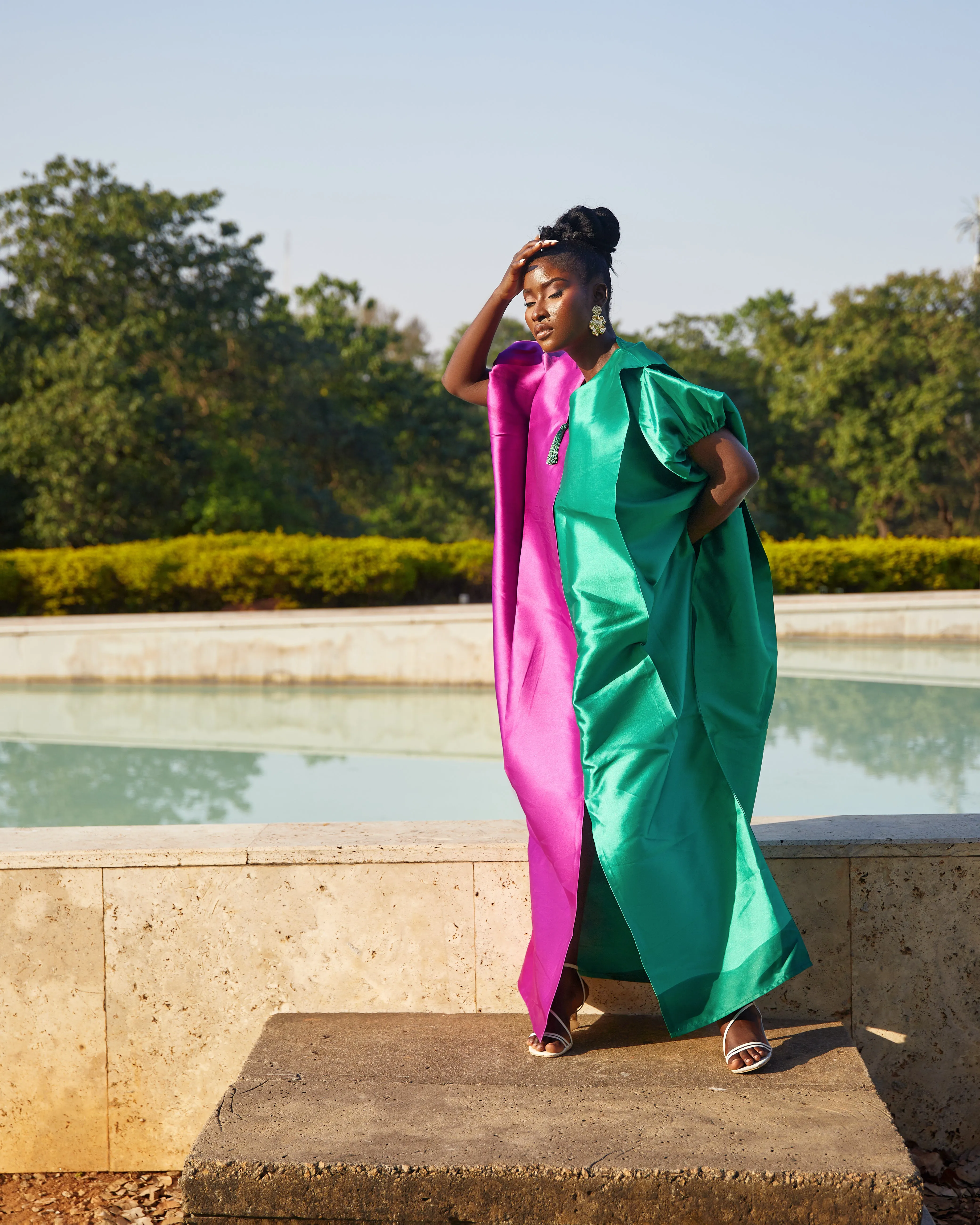 ‘Demeter’ Color block Maxi Emerald & Purple