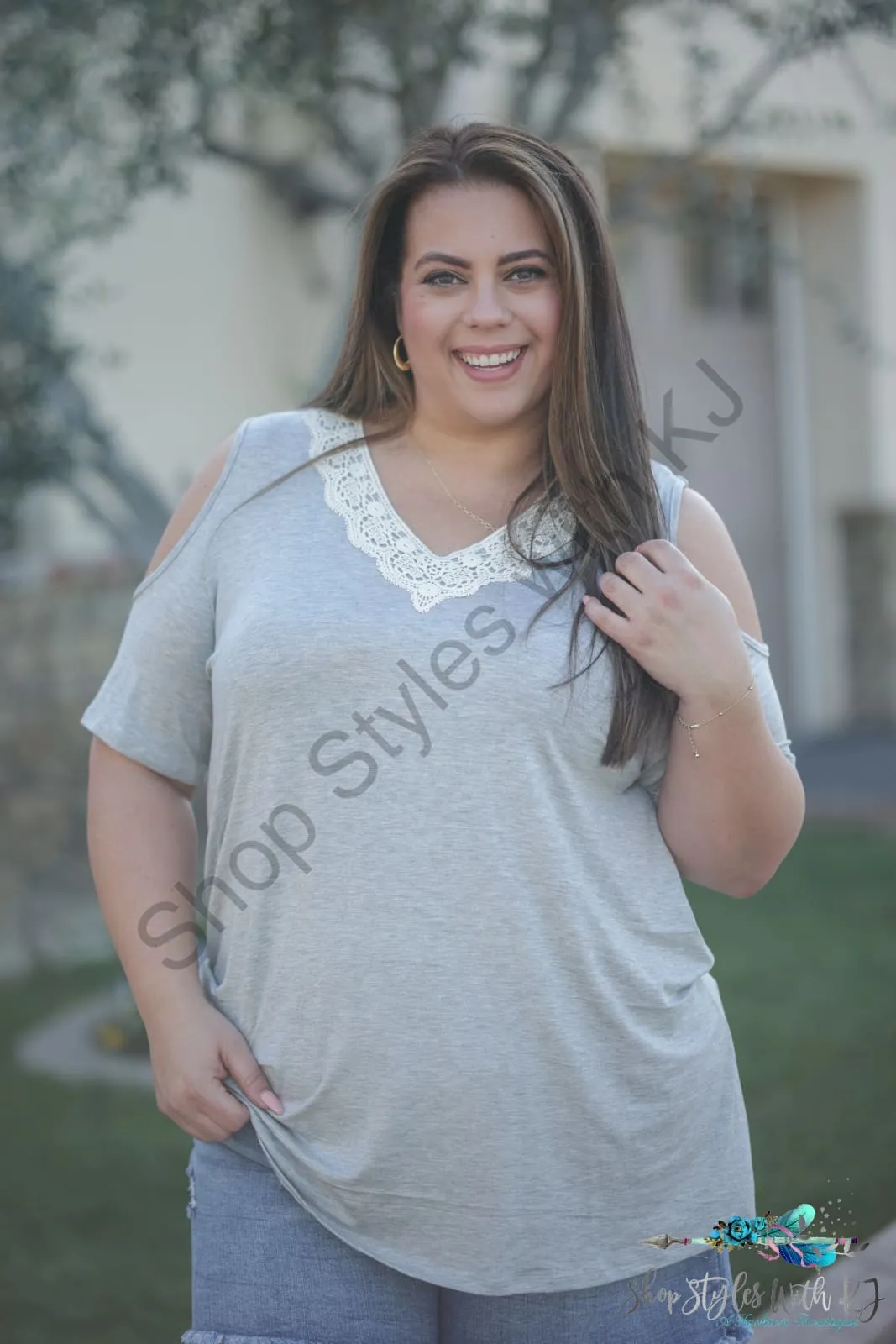 Exquisite Lacy Cold Shoulder Top