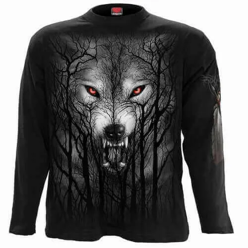 FOREST WOLF - Longsleeve T-Shirt Black