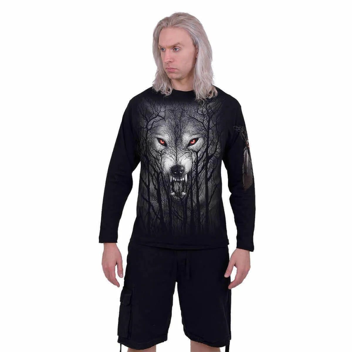 FOREST WOLF - Longsleeve T-Shirt Black