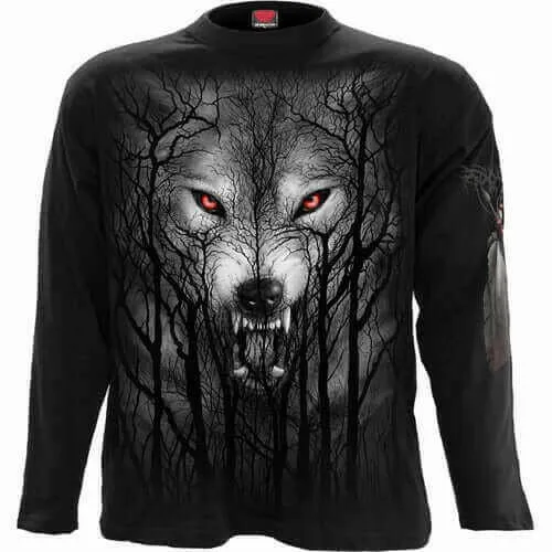 FOREST WOLF - Longsleeve T-Shirt Black