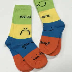 Fun socks - "Which one are you today?" - Yellow & Green