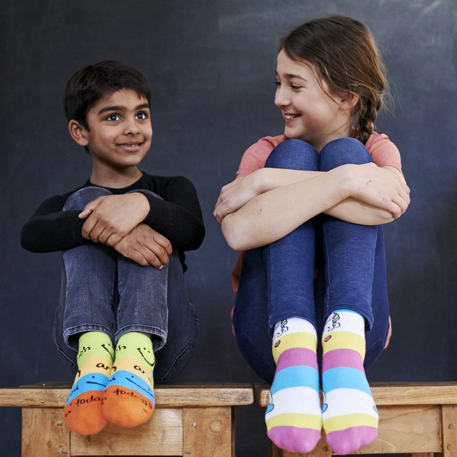 Fun socks - "Which one are you today?" - Yellow & Green