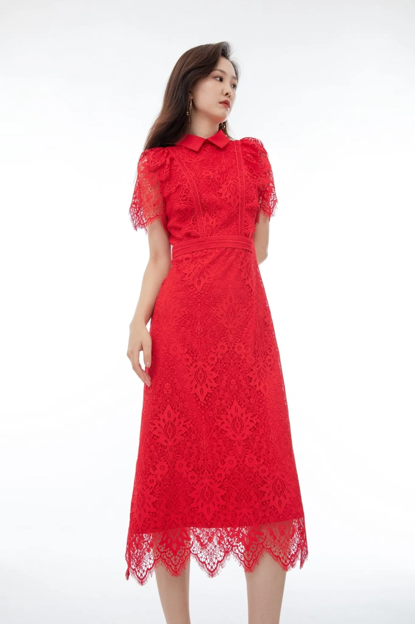 Garnet Red Lace Dress