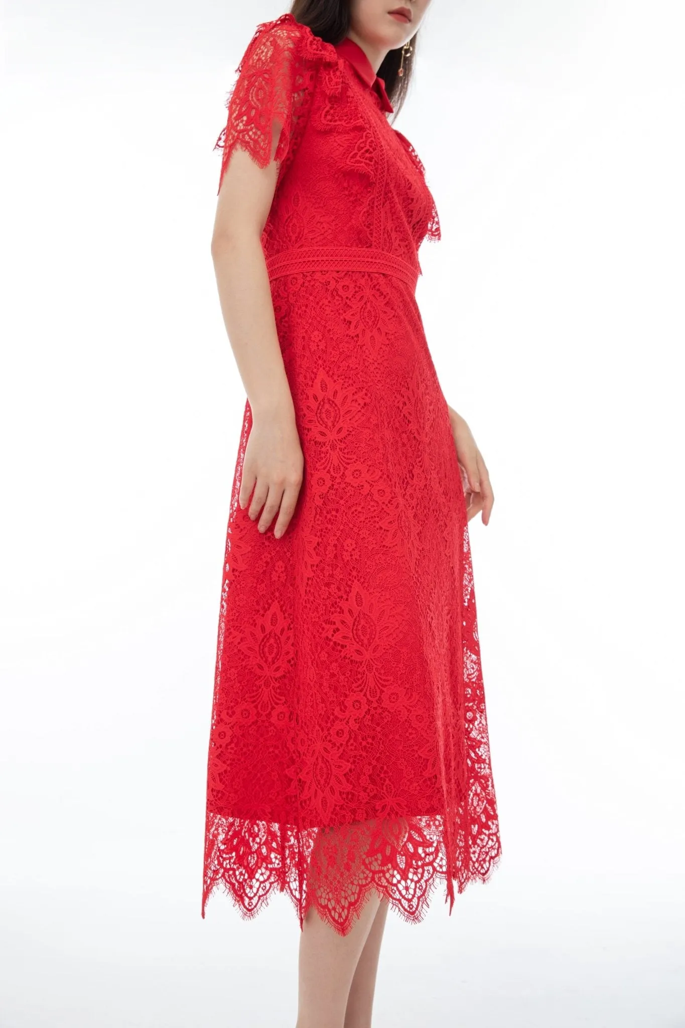 Garnet Red Lace Dress