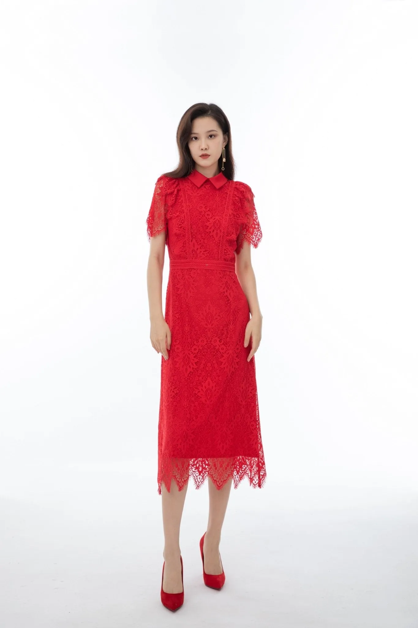 Garnet Red Lace Dress