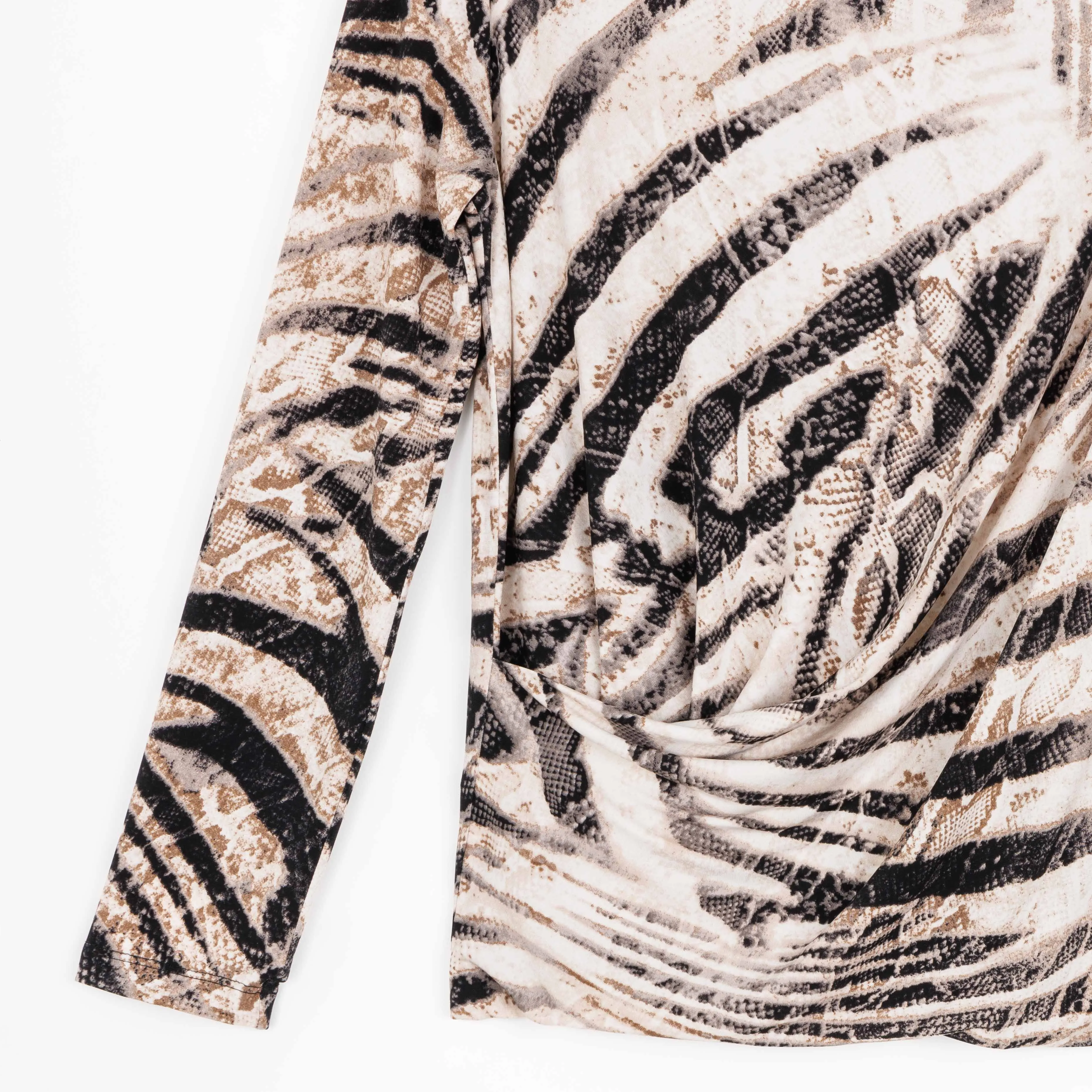 High Boat Neck Side Draped Top - Striped Zebra - Final Sale!