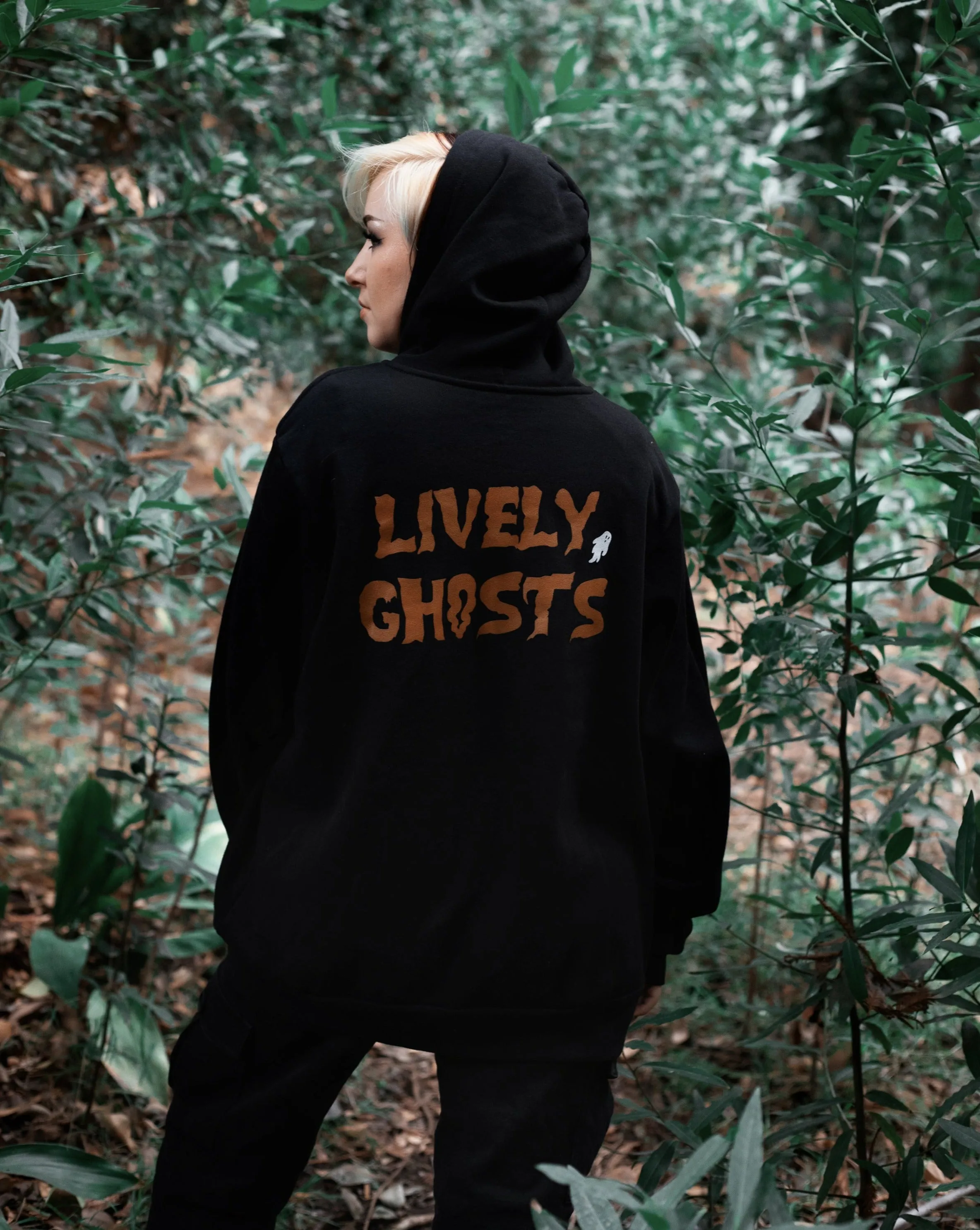 Lively Ghosts "Ghostie" Unisex Logo Zip-Up Hoodie