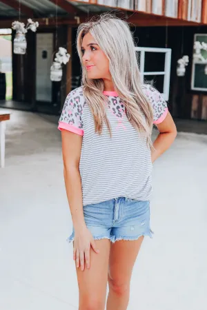 Lively Leopard Neon Top - Pink