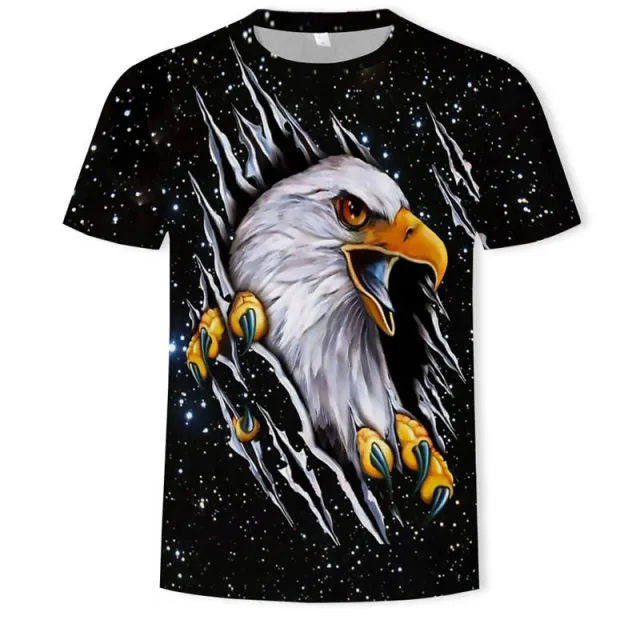 New T-shirt Flame T-shirt Men Phoenix Eagle Graphic T-shirt Printing Harajuku Funny T-shirt Animal T-shirt Casual Lively T-shirt