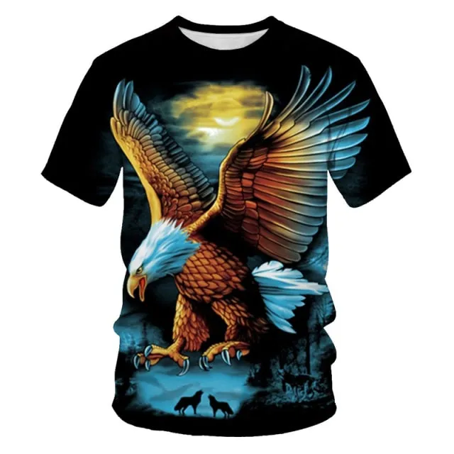 New T-shirt Flame T-shirt Men Phoenix Eagle Graphic T-shirt Printing Harajuku Funny T-shirt Animal T-shirt Casual Lively T-shirt