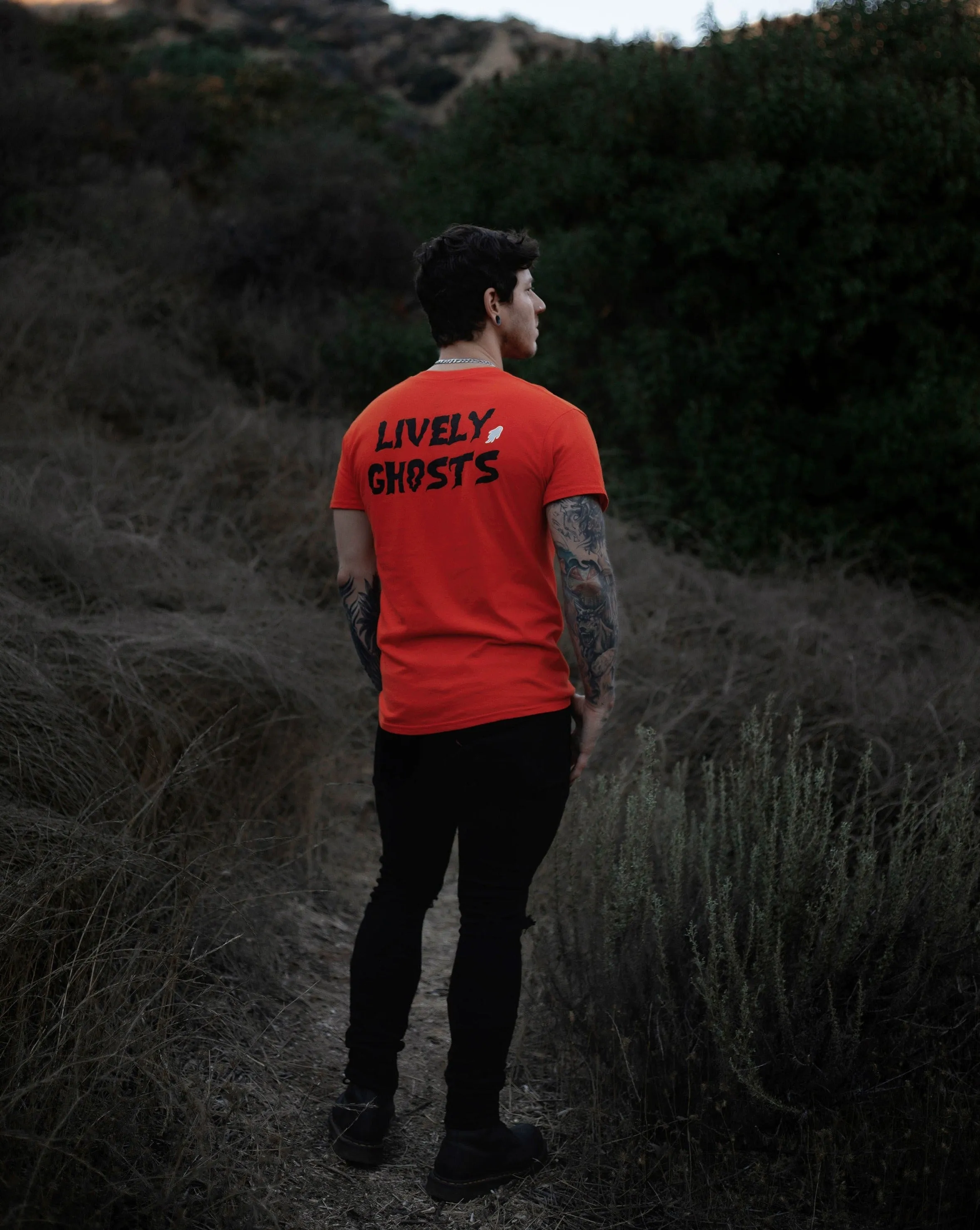 Orange Lively Ghosts "Ghostie" Unisex Logo Tee