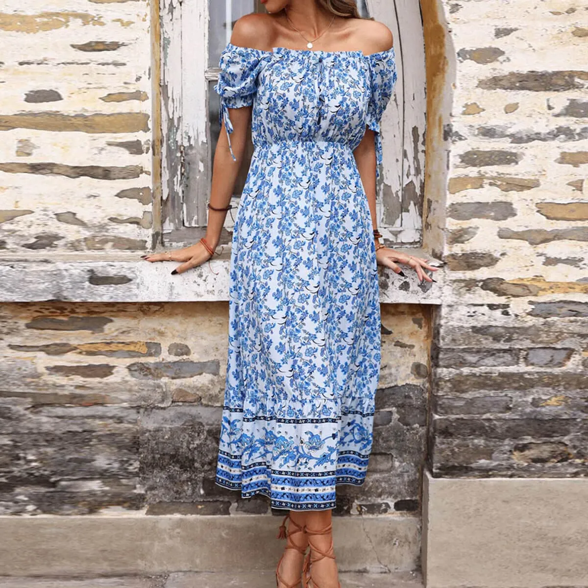 Porcelain Print Maxi Dresses