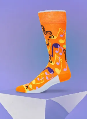 "Music To My Ears" Sock in Orange