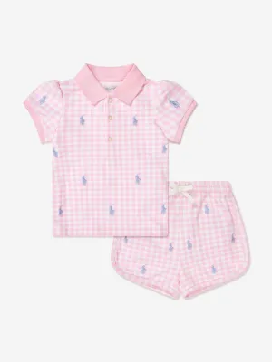 Ralph Lauren Baby Girls Logo Short Set in Pink