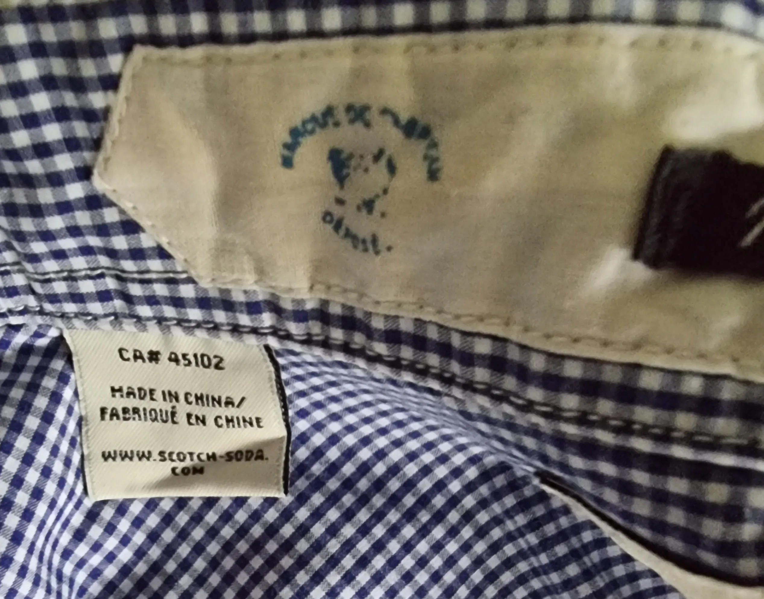 Scotch & Soda Blue & White Oxford Collar Cotton Check Mens Shirt Size M