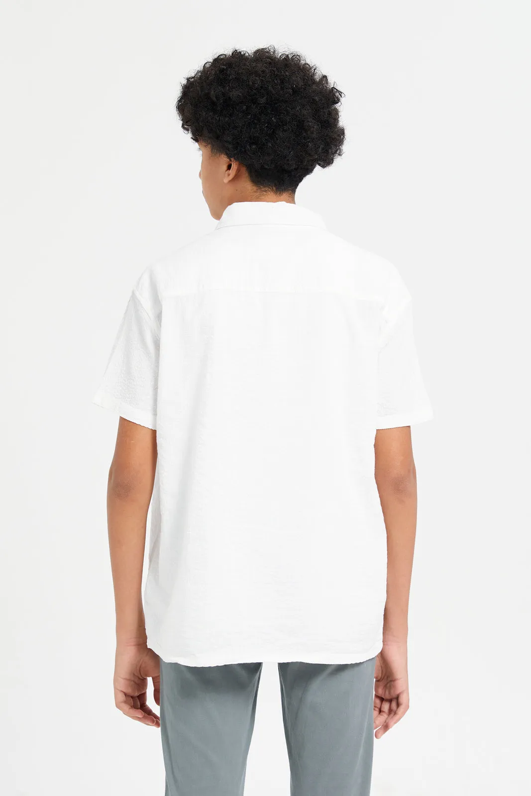 Senior Boys White Embossed Shirt