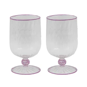 Set of 2 Short Stem Murano Glasses Purple