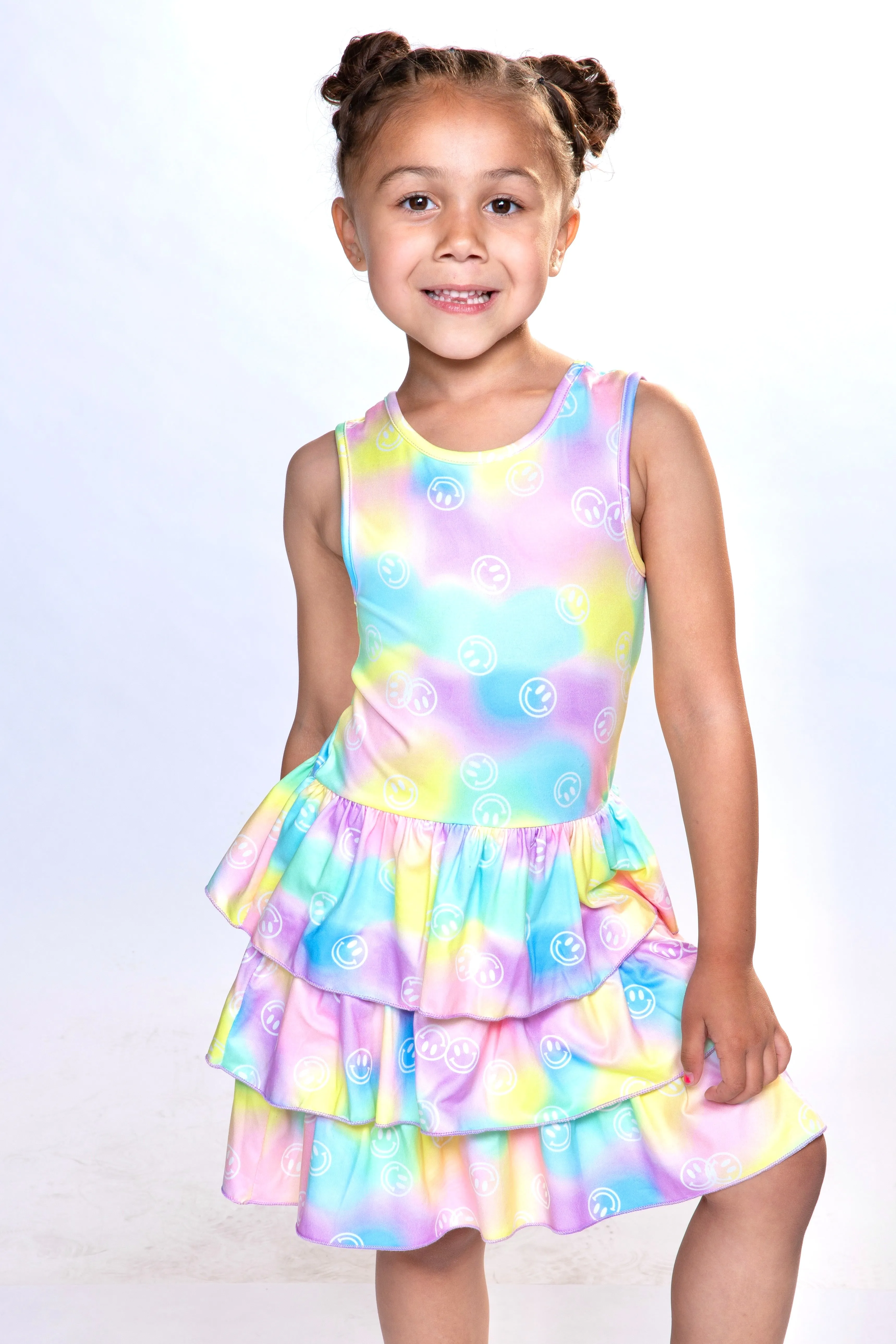 Simply Soft Tank Triple Ruffle Skirt Dress - Cotton Candy Smile