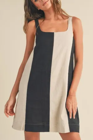 Willa Color Block Linen Midi Dress