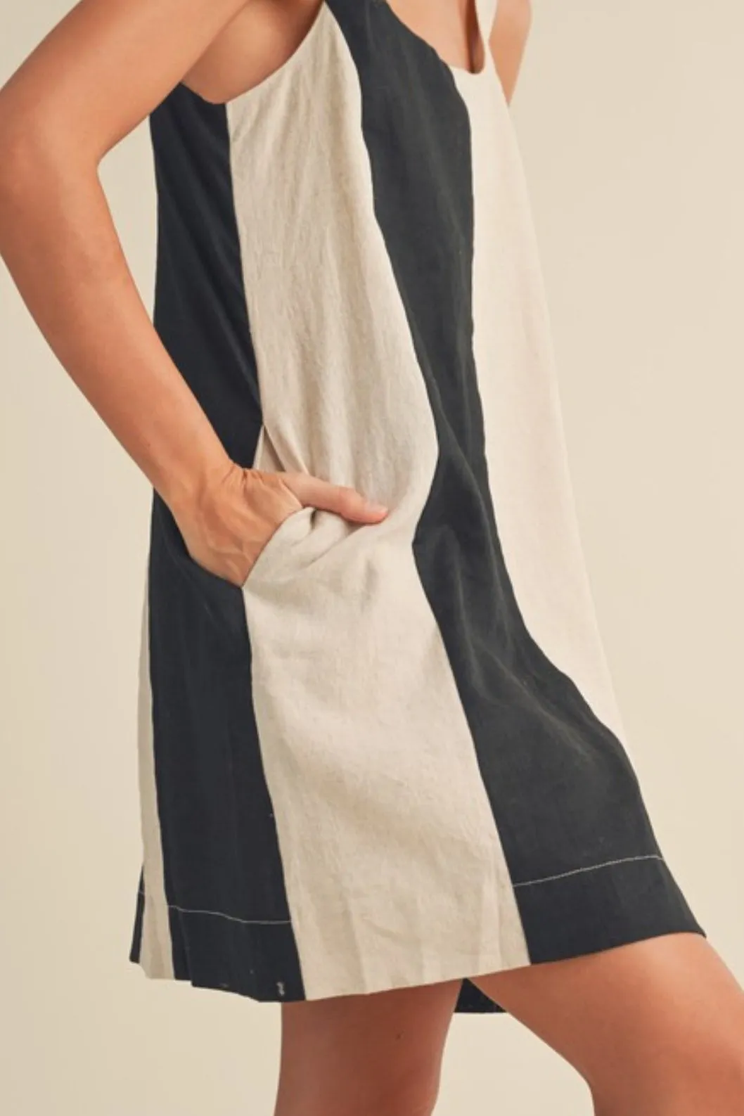 Willa Color Block Linen Midi Dress